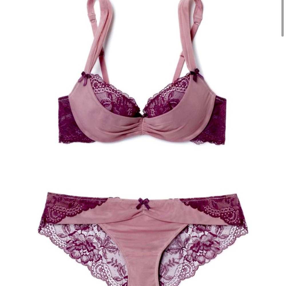 Adore me lace and mesh push up bra and panty set